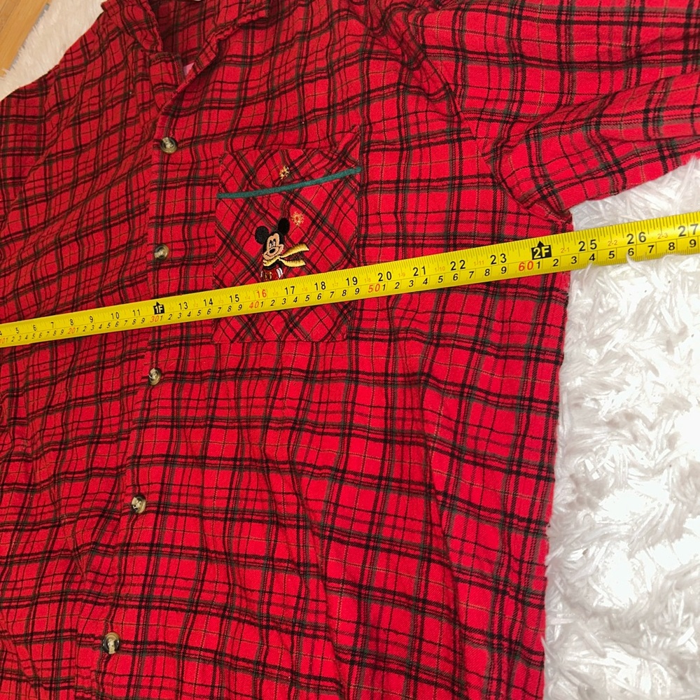 Vintage Disney Store Mickey Mouse red plaid button down shirt top size XL - Picture 8 of 9